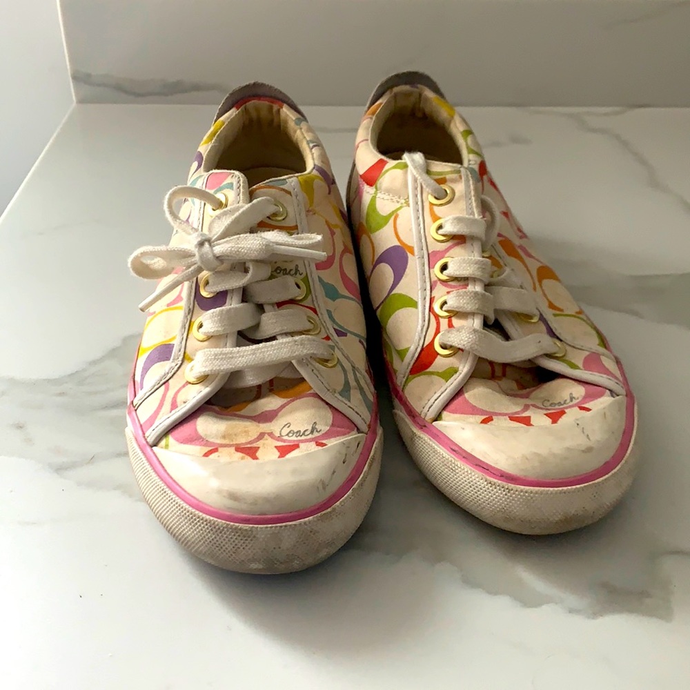 Coach colorful sneakers worn but still good